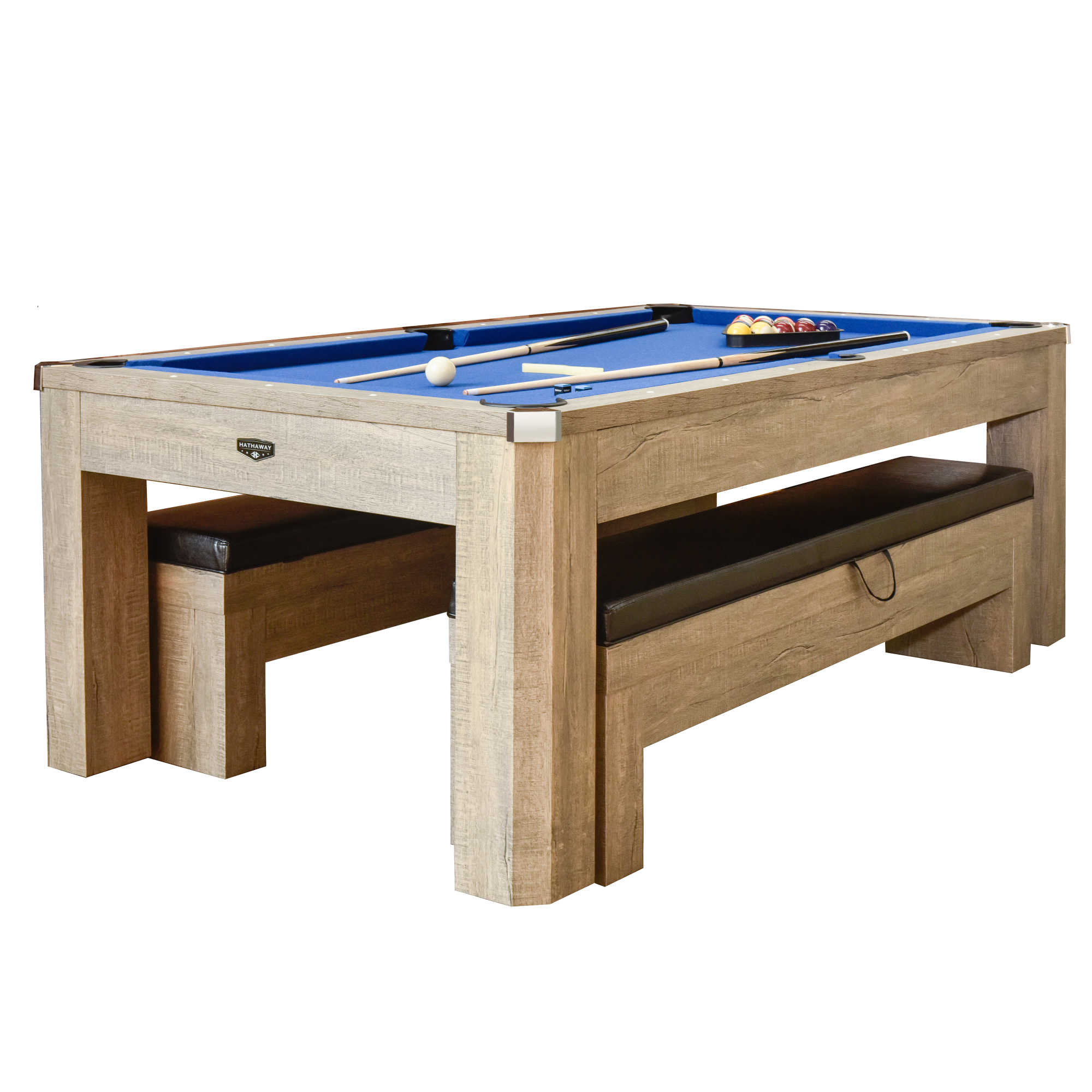 Hathaway-Games-Newport-7-ft-Pool-Table-Combo-Set-with-Benches-in-Rustic-Grey