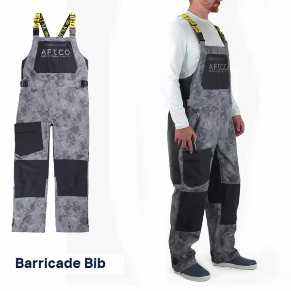 Aftco Charcoal Acid Camo Barricade Fishing Bib