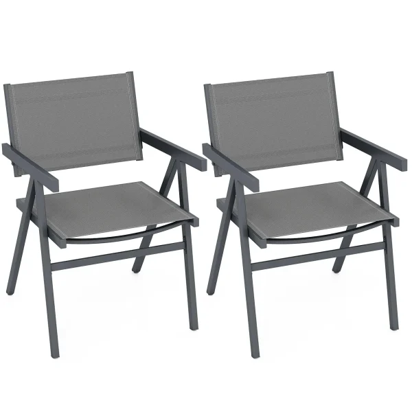 Tangkula Patio Chairs with Breathable Fabric Seat & Tilt Backrest