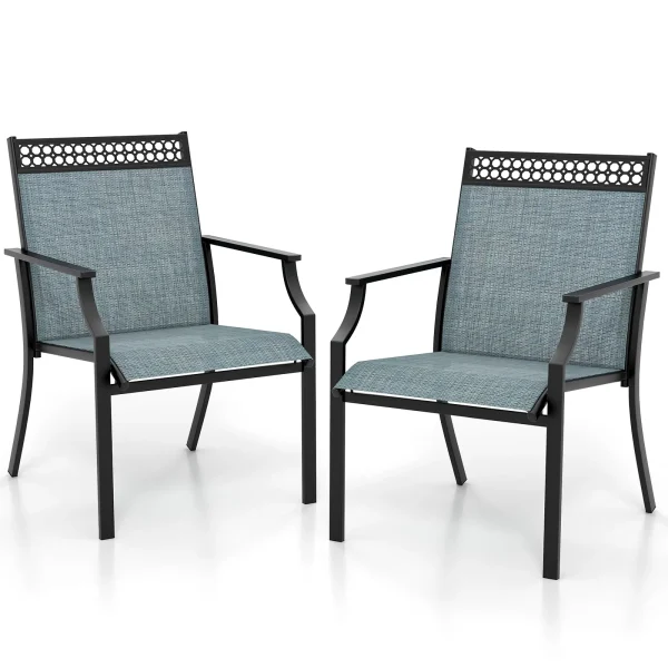 Tangkula Patio Dining Chairs Set of 2/4, All Weather Outdoor Chairs with High Back, Armrests