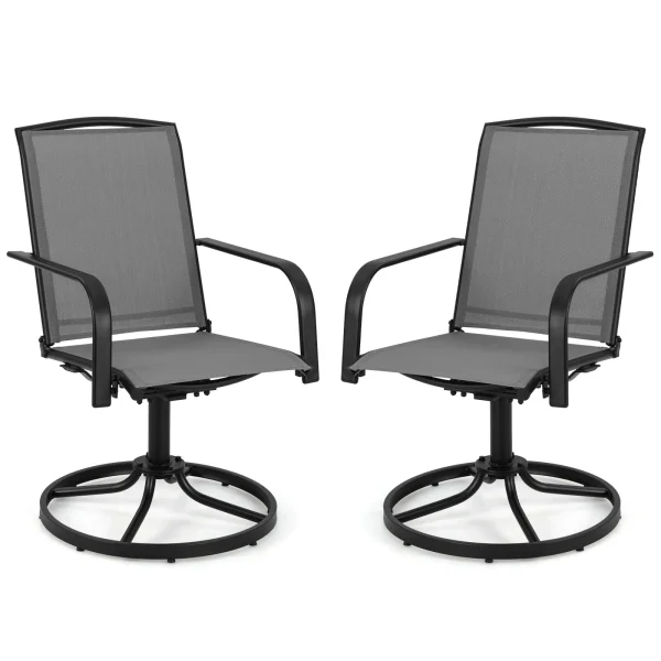 Tangkula Outdoor Swivel Chairs Set with High Back
