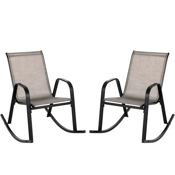 Tangkula Patio Rocking Chair Set of 2/4, Outdoor Ergonomic Rockers with Breathable Fabric Seat