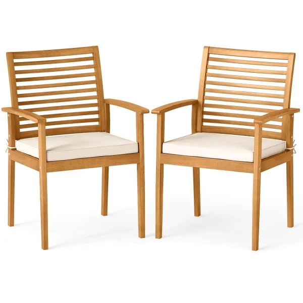 Tangkula Patio Dining Chairs with Removable Padded Cushion