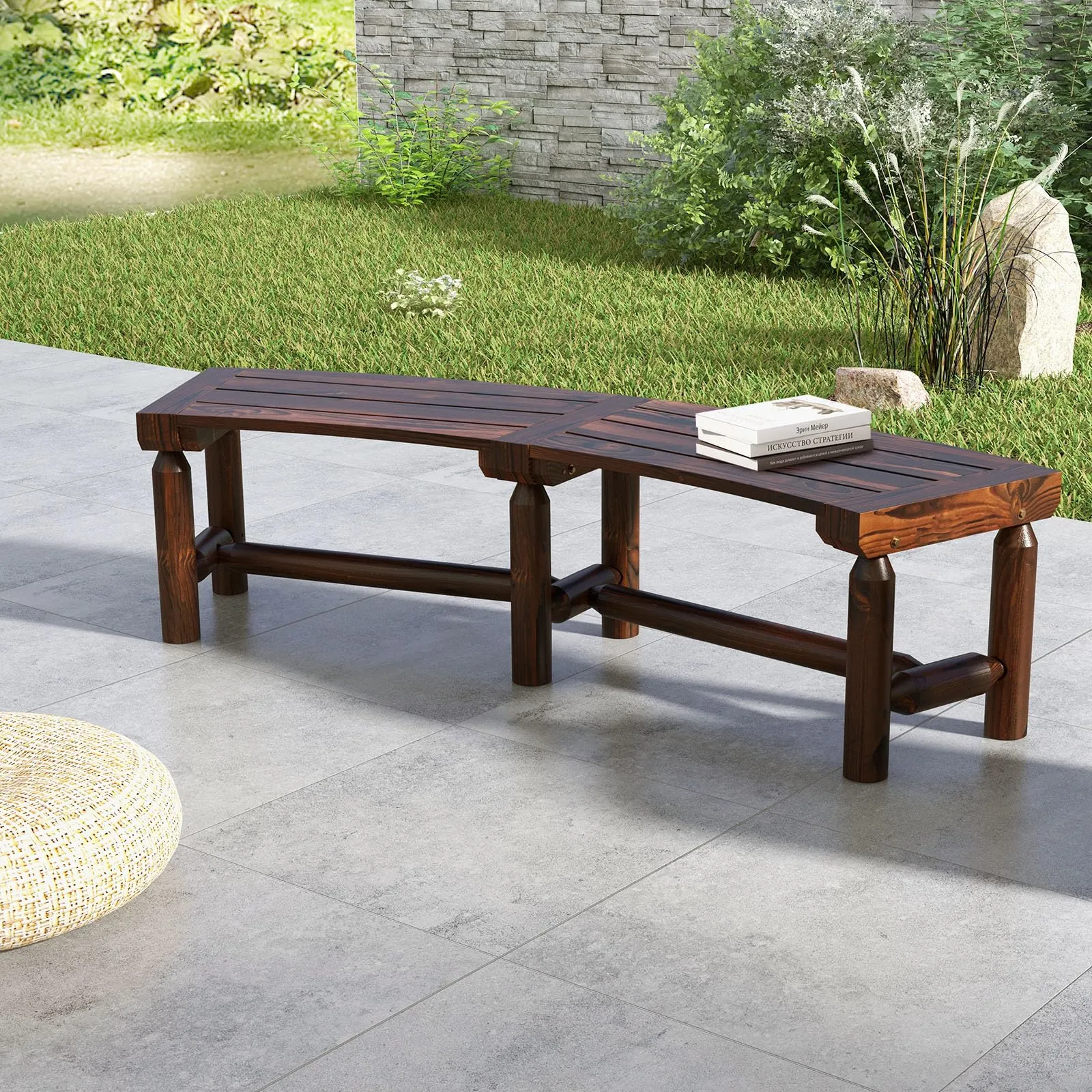 7vTangkula-Patio-Curved-Bench-Carbonized-Wood-Dining-Bench-for-Round-Table-Spacious-Slatted-Seat_1