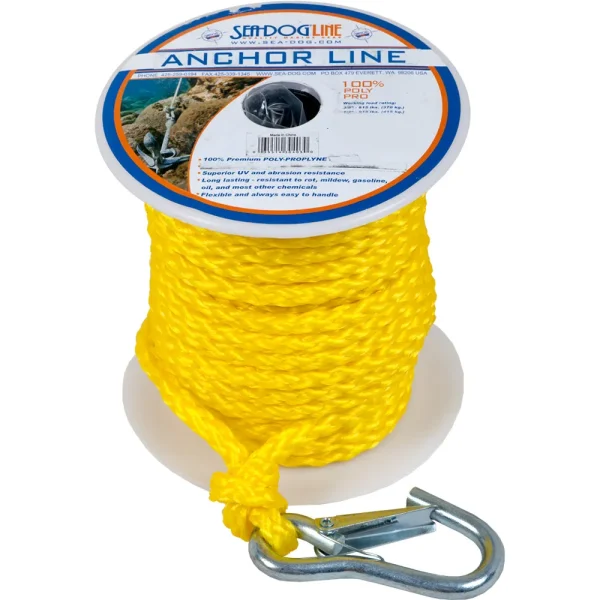 Sea-Dog Poly Pro Anchor Line w/Snap - 3/8 x 75 - Yellow