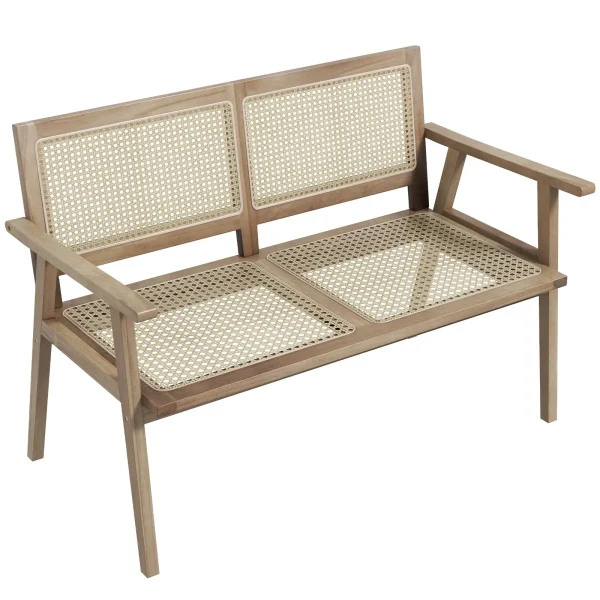 Tangkula Outdoor Teak Wood Garden Bench, 2-Person Patio Bench