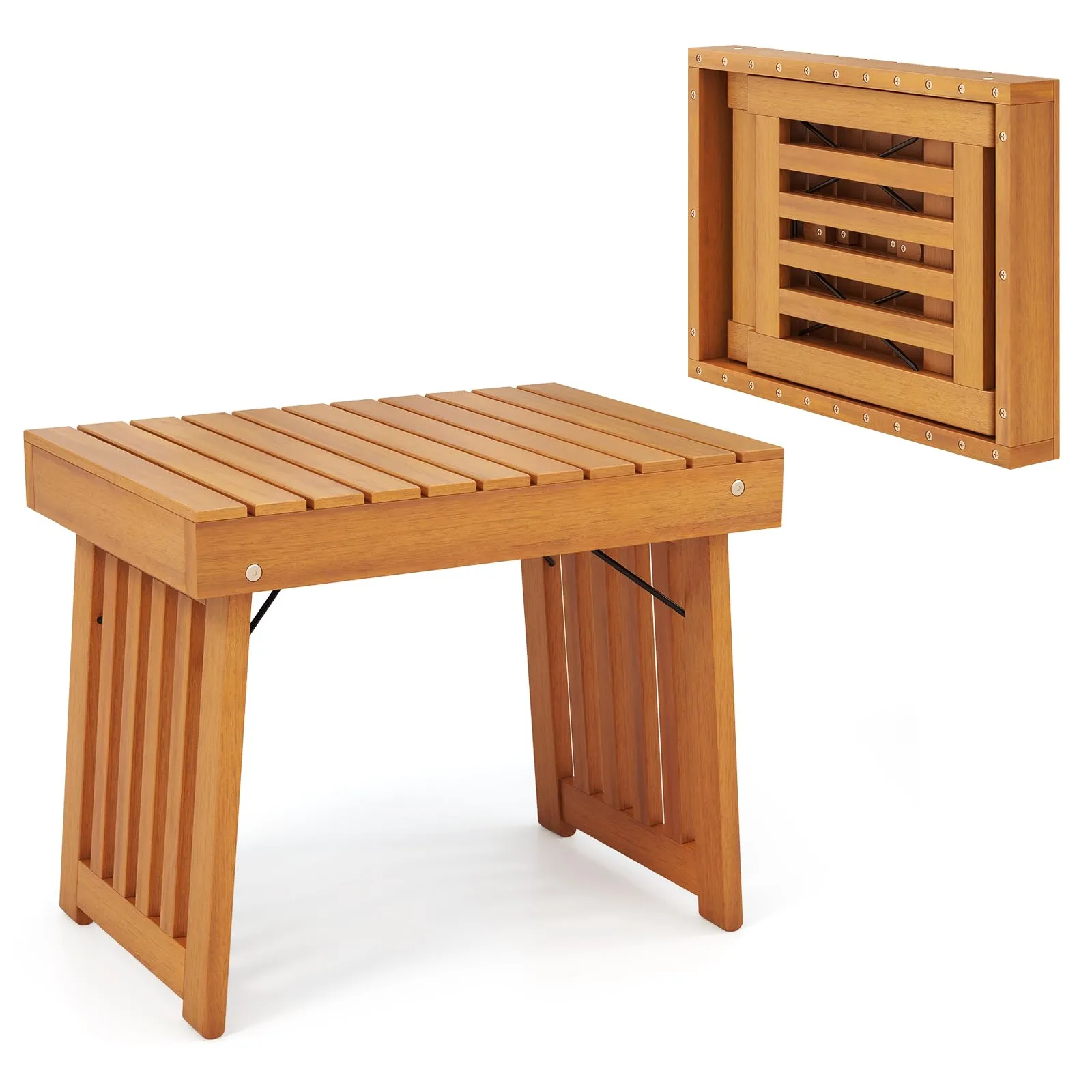 9xTangkula-Patio-Foldable-Side-Table-Outdoor-Folding-Acacia-Wood-Coffee-Table-w-Slatted-Tabletop