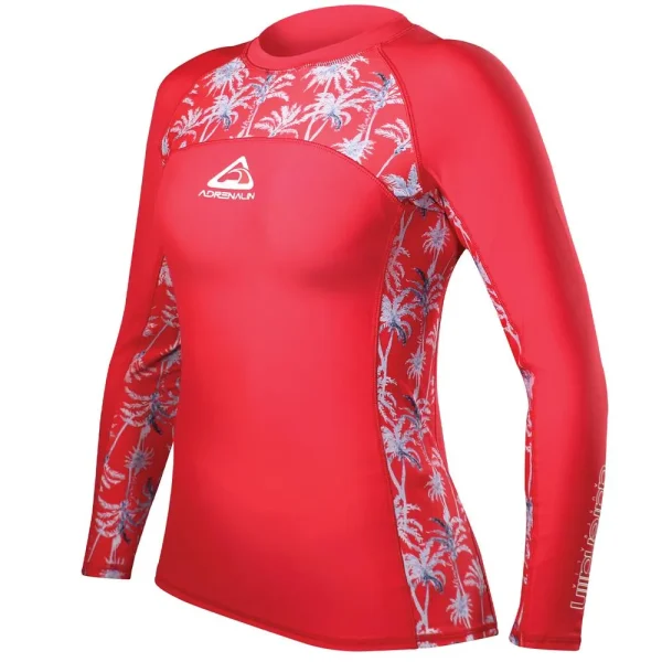 Adrenalin Ladies Beach Long Sleeve Rash Vest Crimson