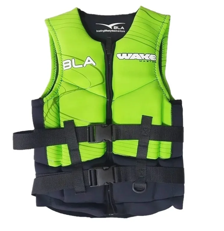 6xBLA-Wakemaster-V2-Nylon-Life-Jacket-PFD-Vest-L50s-Bright-Green
